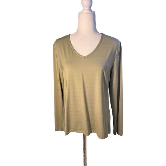 fbf Body long sleeve list green v-neck shirt - XL - Picture 1 of 6